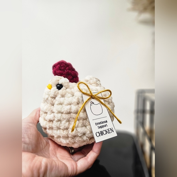 Emotional Support Chicken, Crochet Chicken, Handmade Chicken Plush - Picture 3 of 10